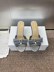 Dior Or Adiorable Heeled Mules Grey with Metallic 7cm - 2
