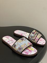 Dior Souvenir Dway Slide Natural Raffia Pink - 2
