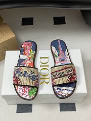	 Dior Souvenir Dway Slide Natural Raffia Navy Blue - 1