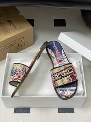 	 Dior Souvenir Dway Slide Natural Raffia Navy Blue - 5