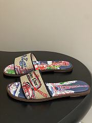 	 Dior Souvenir Dway Slide Natural Raffia Navy Blue - 4