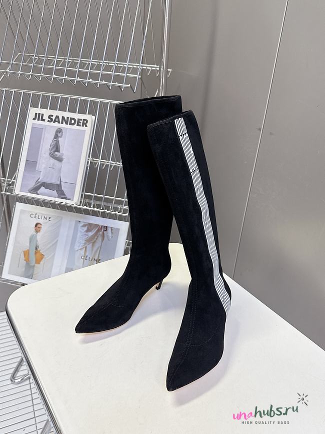 Dior Optical-D Heeled Boot Black and White Stretch Mesh with Graphique Motif  - 1