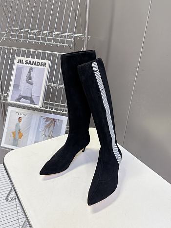 Dior Optical-D Heeled Boot Black and White Stretch Mesh with Graphique Motif 