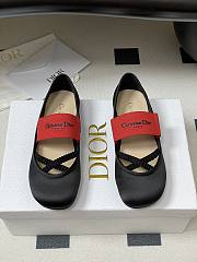 Dior Shade Ballet Flat Black Satin with Red and Black Elastic Straps  - 1
