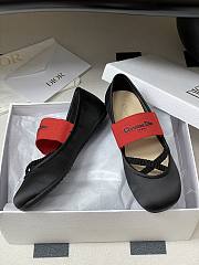 Dior Shade Ballet Flat Black Satin with Red and Black Elastic Straps  - 6