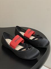 Dior Shade Ballet Flat Black Satin with Red and Black Elastic Straps  - 5