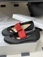 Dior Shade Ballet Flat Black Satin with Red and Black Elastic Straps  - 3