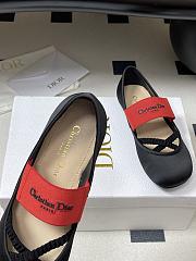 Dior Shade Ballet Flat Black Satin with Red and Black Elastic Straps  - 2