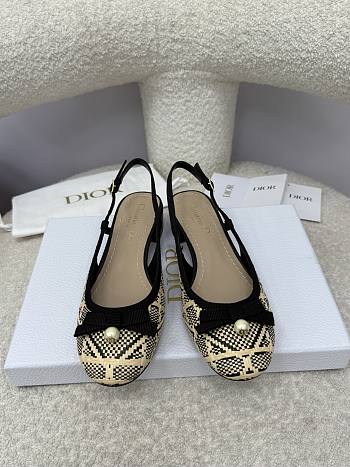 Dior Ballet Slingback Pump Natural and Black Cannage Raffia