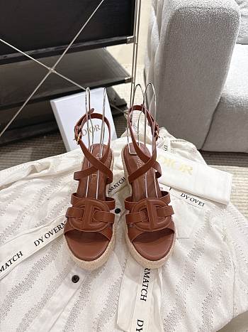 Dior D-Club Wedge Sandal Camel Calfskin