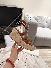 Dior D-Club Wedge Sandal Camel Calfskin - 6