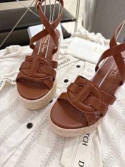 Dior D-Club Wedge Sandal Camel Calfskin - 4