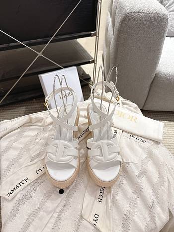 	 Dior D-Club Wedge Sandal White Calfskin