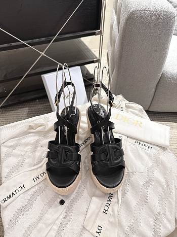 	 Dior D-Club Wedge Sandal Black Calfskin