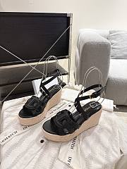 	 Dior D-Club Wedge Sandal Black Calfskin - 6