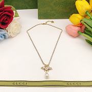 GUCCI Bee crystal-embellished faux-pearl necklace - 6