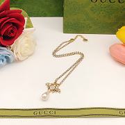 GUCCI Bee crystal-embellished faux-pearl necklace - 5