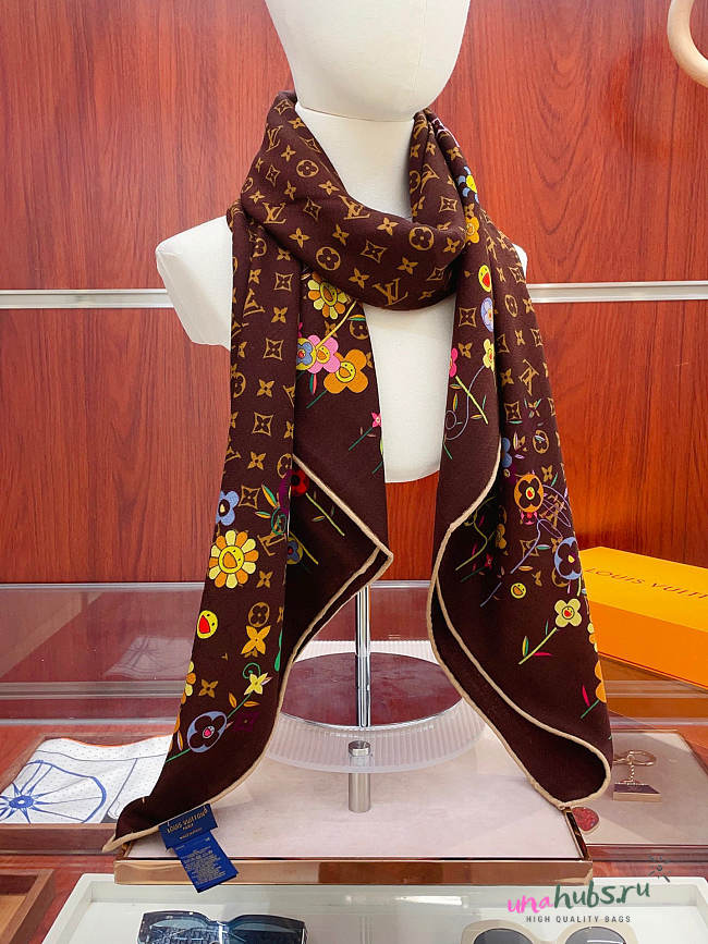 Louis Vuitton x TM Brown Scarf 140cm*140cm - 1