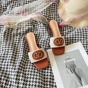 Valentino Garavani VLogo Neutral embellished textured-leather and canvas slides - 1