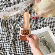 Valentino Garavani VLogo Neutral embellished textured-leather and canvas slides - 2