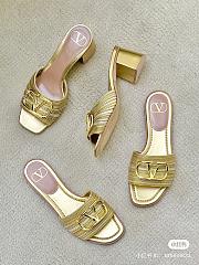 Valentino Signature Metallic Leather Slides - 1