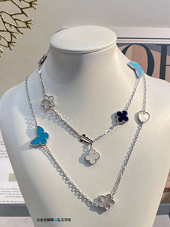 Van Cleef and Arpels Lucky Alhambra Turquoise Lapis Necklace