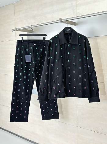 Louis Vuitton Blason Gradient Embroidered Denim Coach Set