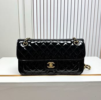 Chanel Flap Bag Black Patent Gold Hardware - 26x13x6cm