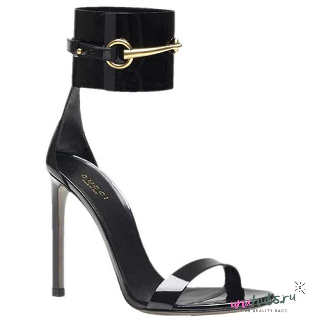 Gucci Ursula Patent Leather Horsebit Ankle Strap - 1