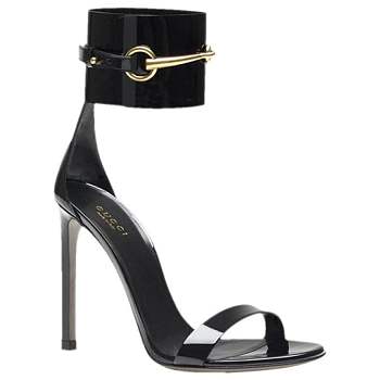 Gucci Ursula Patent Leather Horsebit Ankle Strap