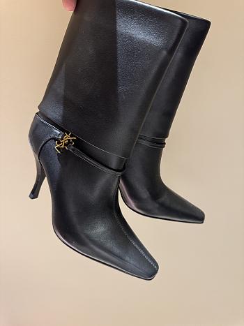 YSL Niki Leather YSL Buckle Ankle Booties 