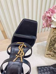 YSl Cassandra 90 leather wedge sandals in black - 5