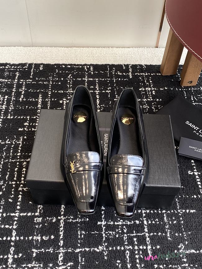 YSL Black Poppy logo-embellished leather loafers - 1