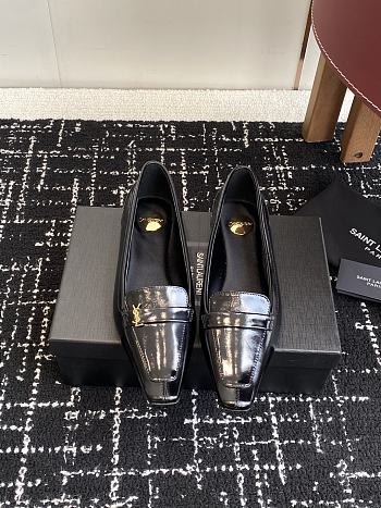 YSL Black Poppy logo-embellished leather loafers