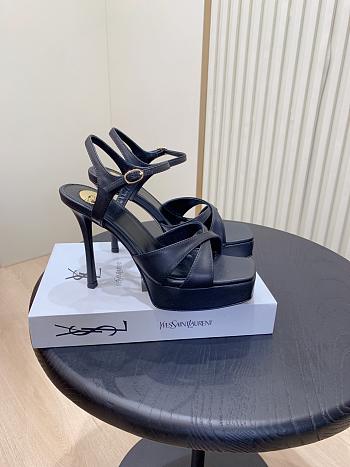 YSL DEBBIE platform sandals in black leather 10.5&13.55cm