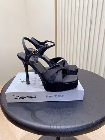 	 YSL DEBBIE platform sandals in black satin crepe 10.5&13.55cm