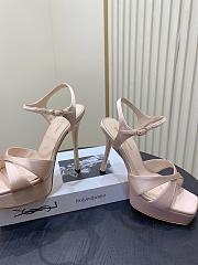 YSL DEBBIE platform sandals in pink satin crepe 10.5&13.55cm - 6