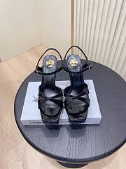 YSL DEBBIE platform sandals in black patent 10.5&13.55cm - 5