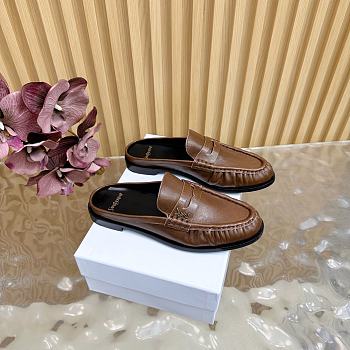YSL Brown leather loafer mule