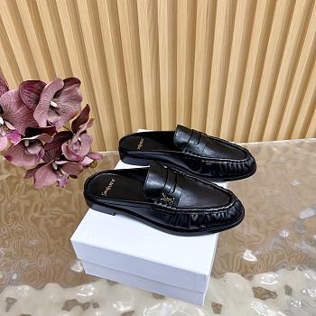 	 YSL Black leather loafer mule