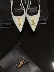 	 YSL White Logo leather Heels 85mm - 6