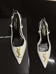 	 YSL White Logo leather Heels 85mm - 5