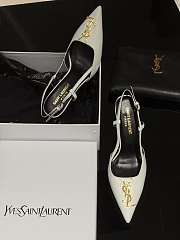 	 YSL White Logo leather Heels 85mm - 4