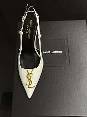 	 YSL White Logo leather Heels 85mm - 3