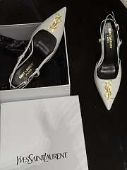 	 YSL White Logo leather Heels 85mm - 2