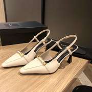 	 YSL Jacqueline patent leather slingback pumps in white - 1