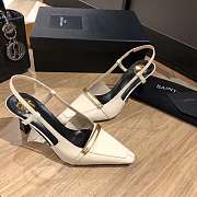 	 YSL Jacqueline patent leather slingback pumps in white - 6