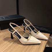 	 YSL Jacqueline patent leather slingback pumps in white - 5