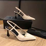 	 YSL Jacqueline patent leather slingback pumps in white - 4