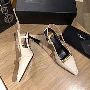 	 YSL Jacqueline patent leather slingback pumps in white - 2